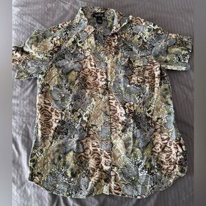 Erika women’s vintage Patterned Short Sleeve Shirt floral  animal print